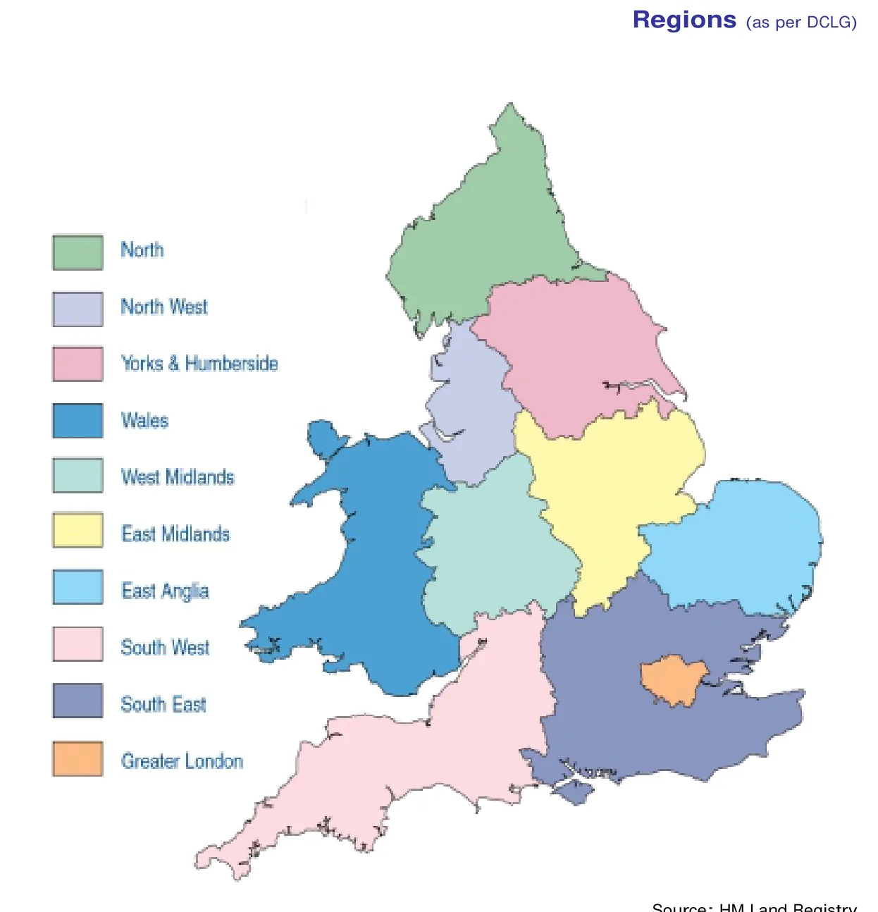 Regions (as per DCLG)