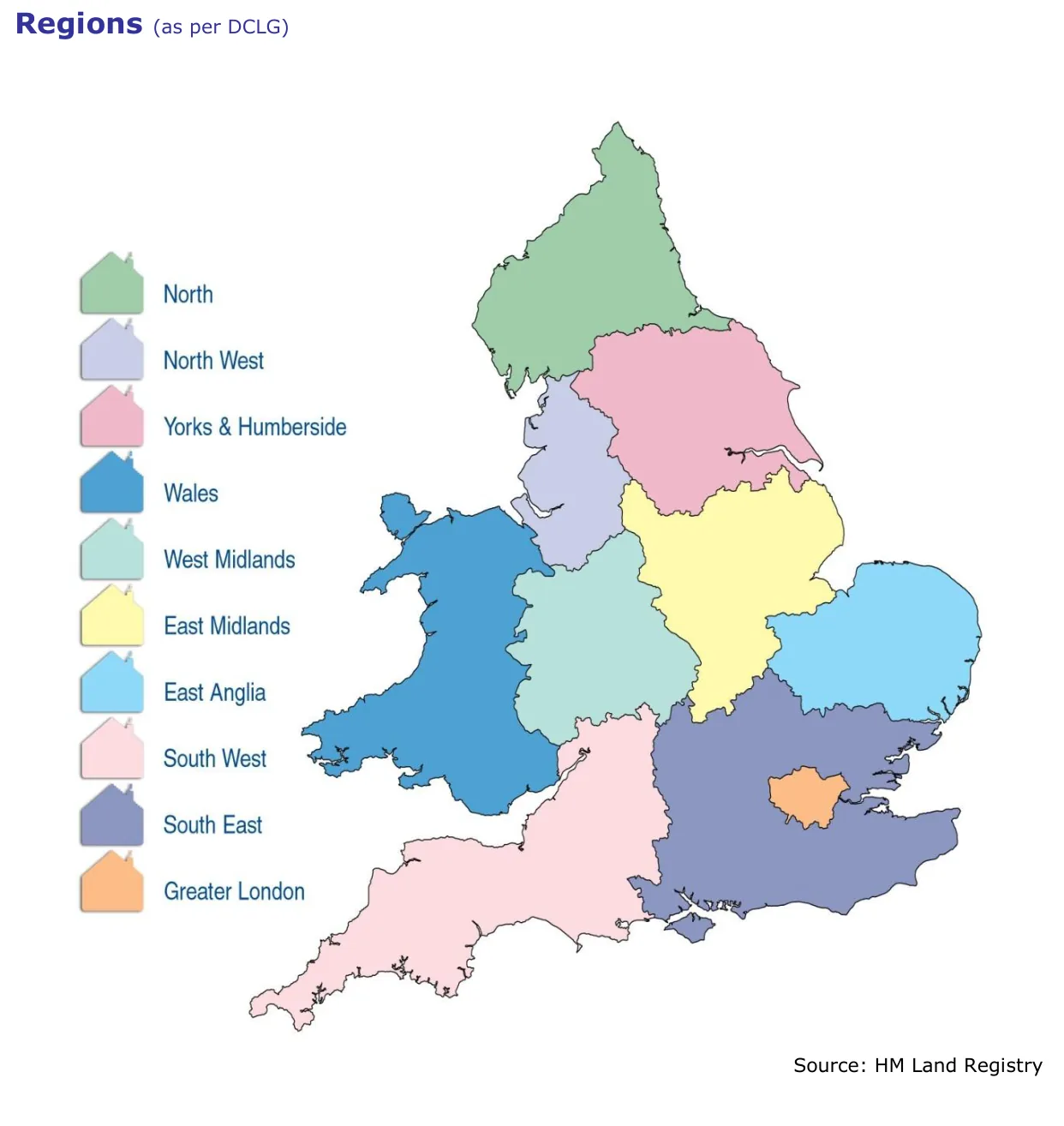 Regions (as per DCLG)