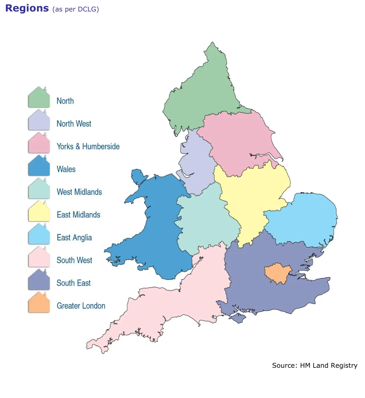 Regions (as per DCLG)