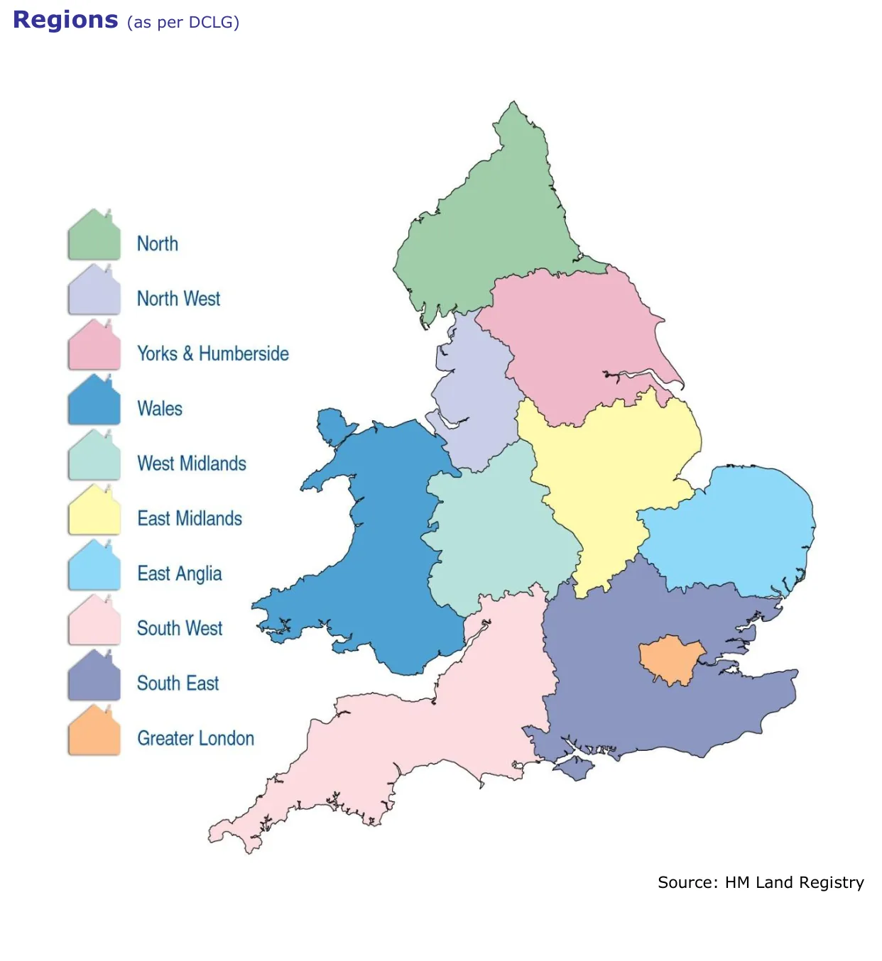 Regions (as per DCLG)