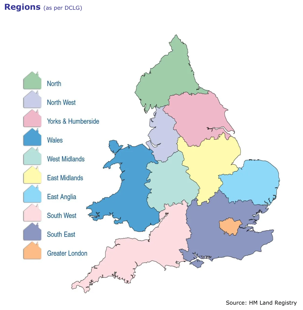 Regions (as per DCLG)