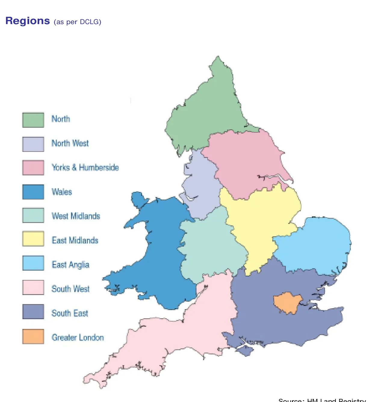 Regions (as per DCLG)