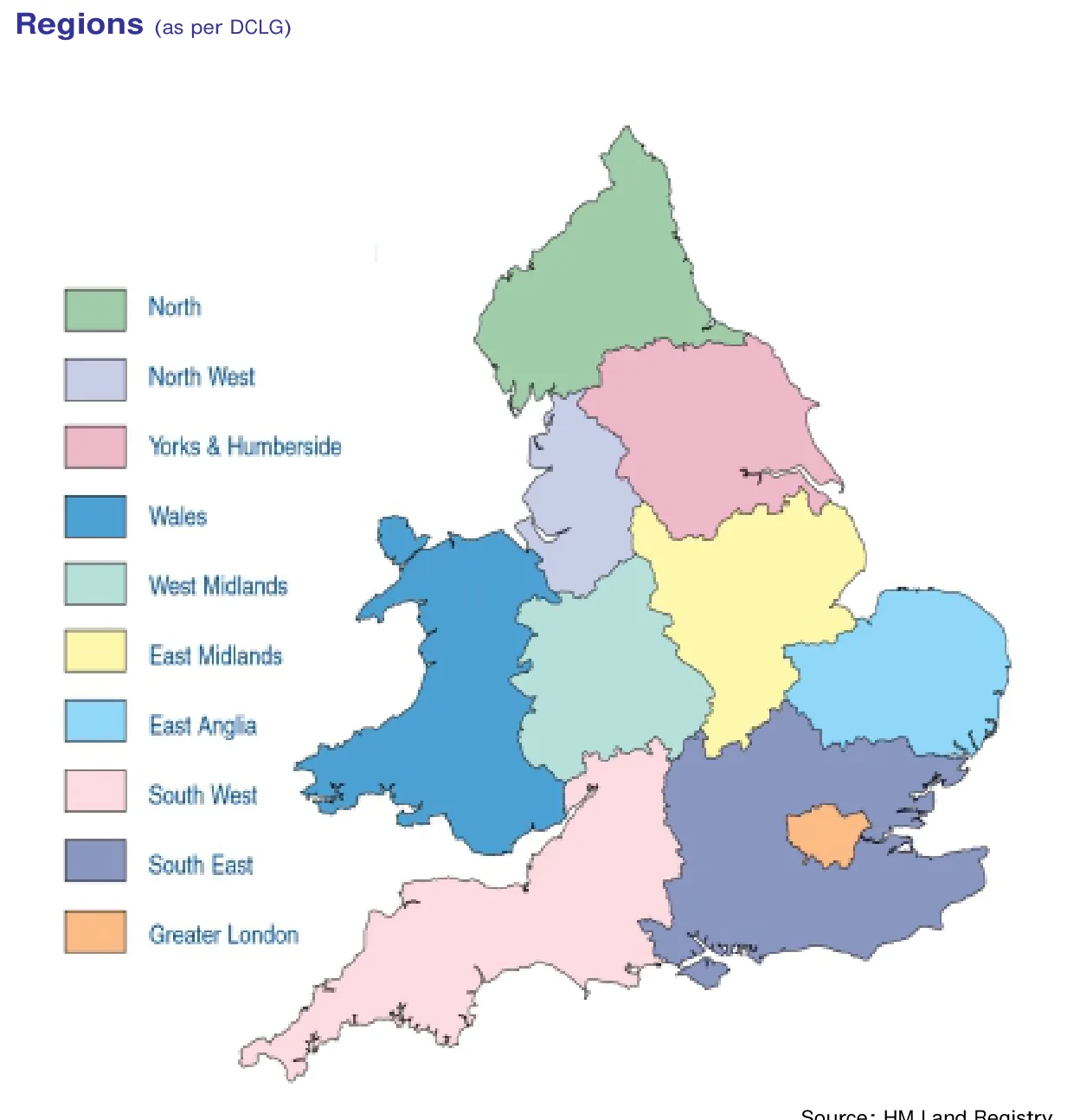Regions (as per DCLG)