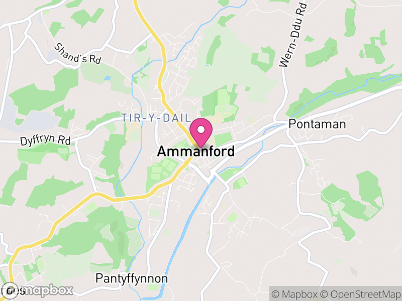 Map of Ammanford, Sir Gaerfyrddin / Carmarthenshire