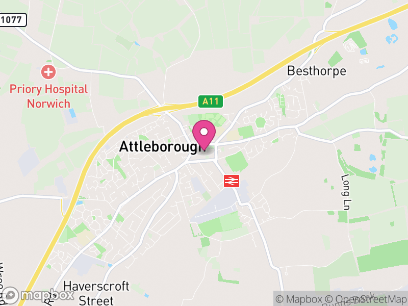 Map of Attleborough, Breckland, Norfolk, England