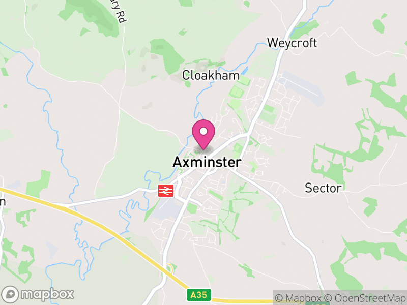 Map of Axminster, East Devon