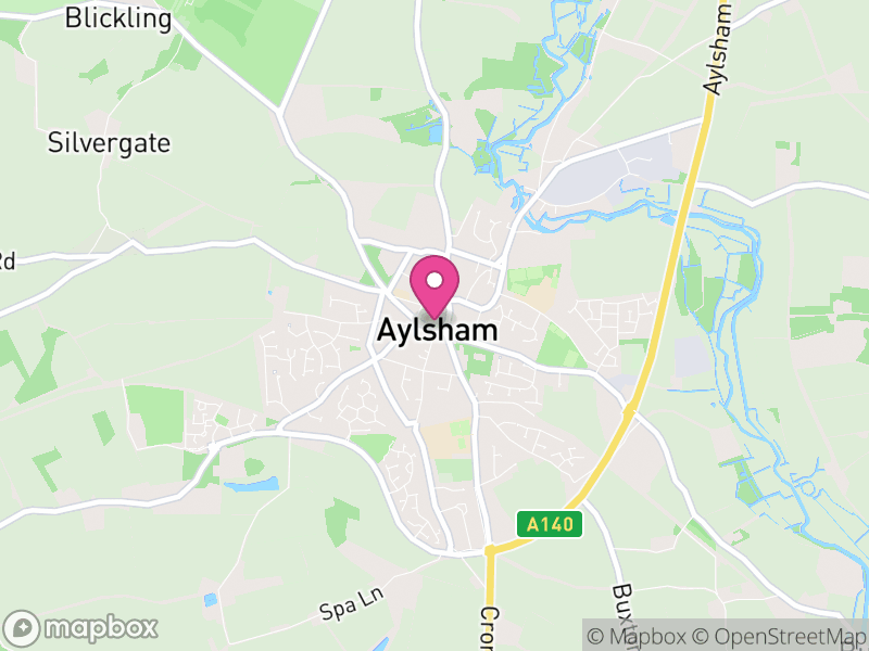 Map of Aylsham, Broadland, Norfolk, England