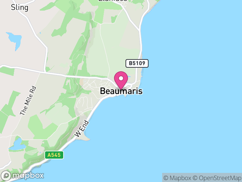 Map of Beaumaris, Ynys Môn / Isle of Anglesey