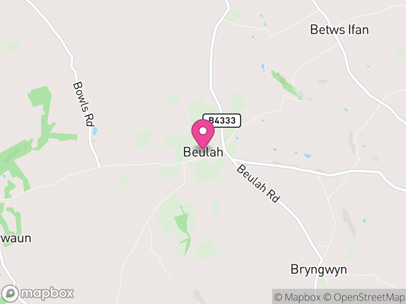 Map of Beulah, Ceredigion