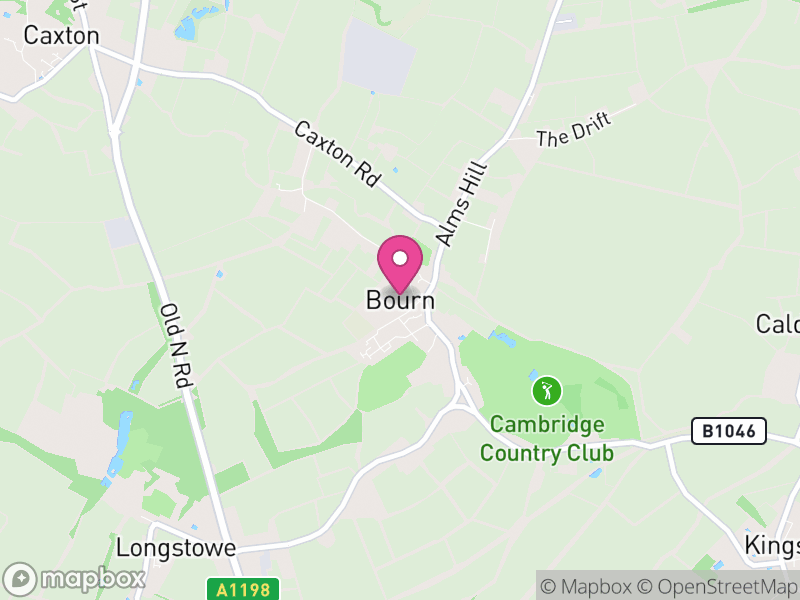 Map of Bourn, South Cambridgeshire