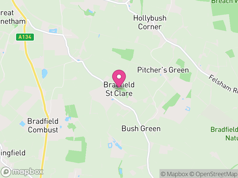 Map of Bradfield St Clare, West Suffolk