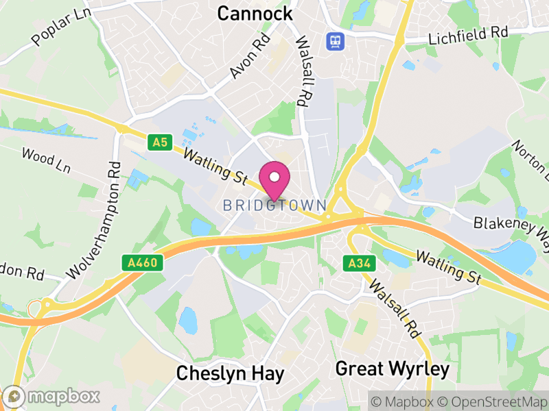 Map of Bridgtown, Cannock Chase