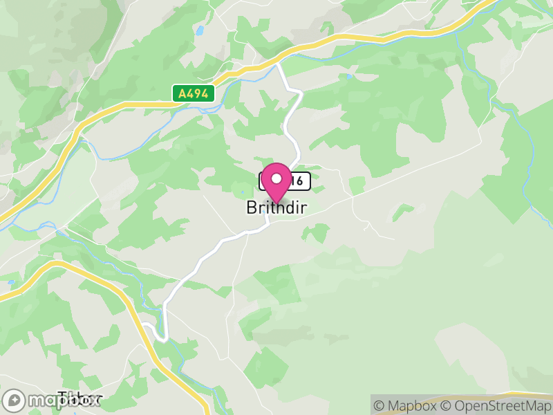 Map of Brithdir and Llanfachreth, Gwynedd