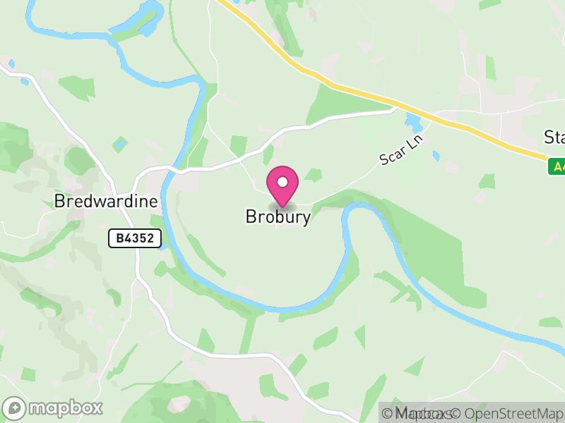 Map of Brobury with Monnington on Wye, Herefordshire