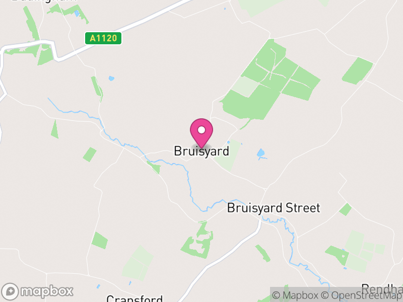 Map of Bruisyard, East Suffolk