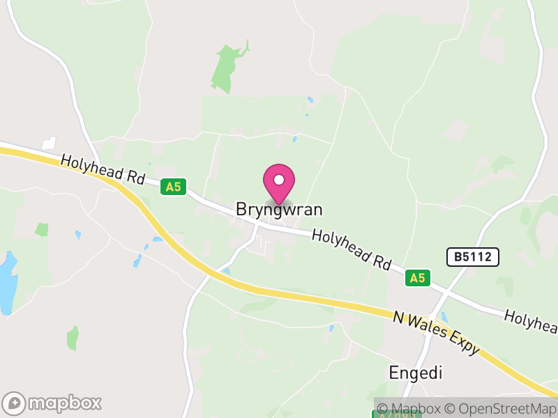 Map of Bryngwran, Ynys Môn / Isle of Anglesey