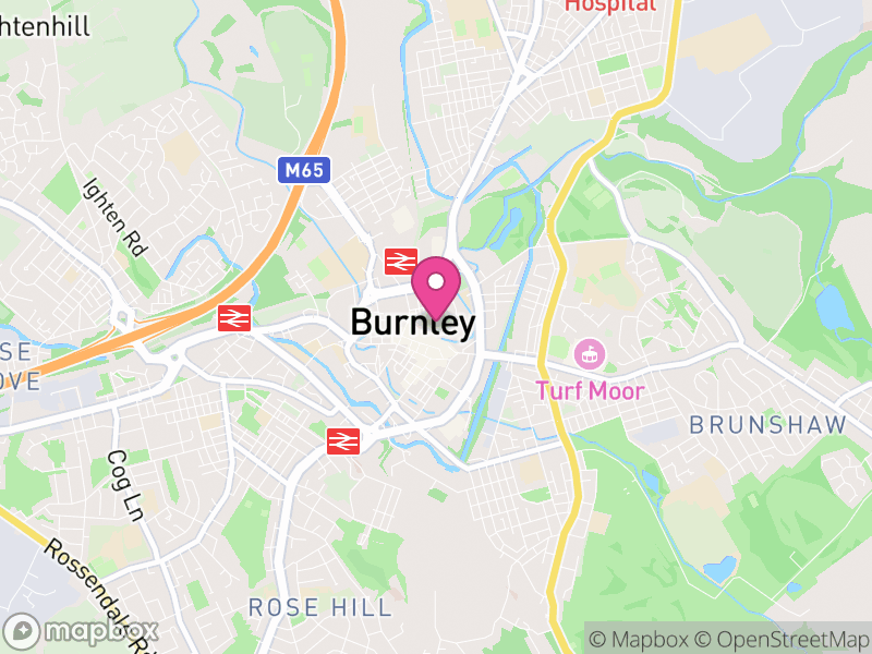 Map of Burnley, Lancashire