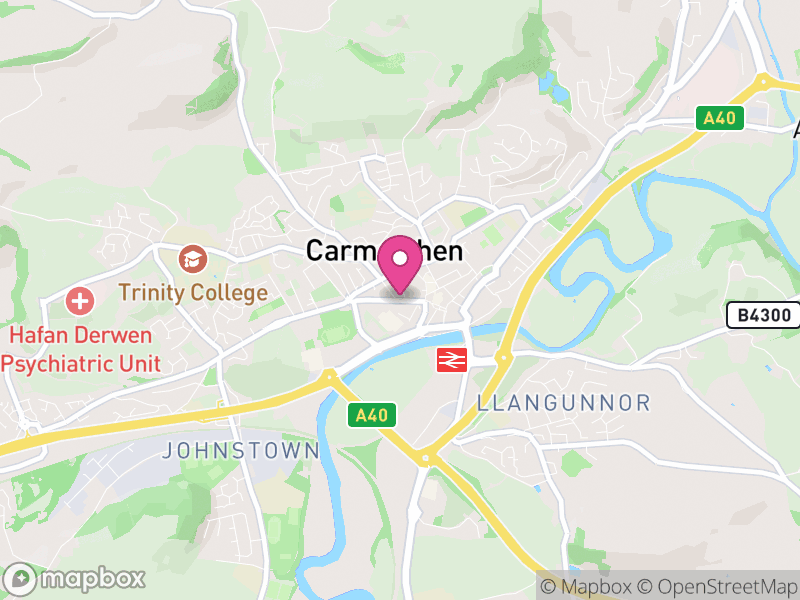 Map of Carmarthen, Sir Gaerfyrddin / Carmarthenshire