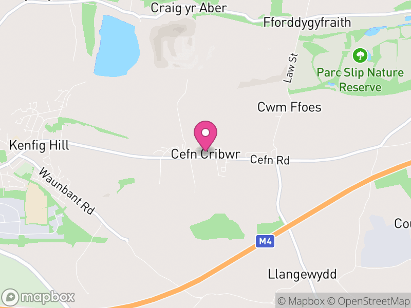Map of Cefn Cribwr, Bridgend