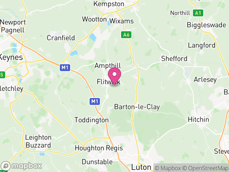 Map of Central Bedfordshire, England