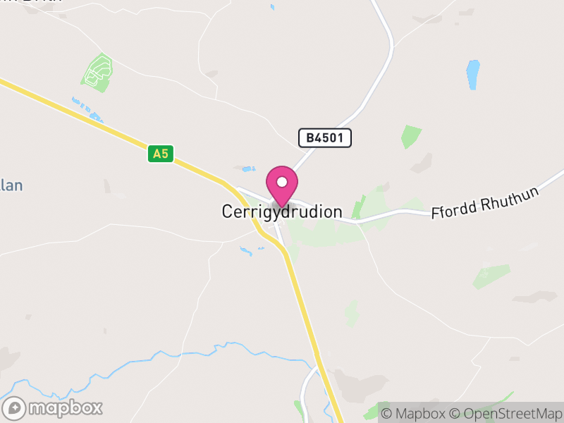 Map of Cerrigydrudion, Conwy