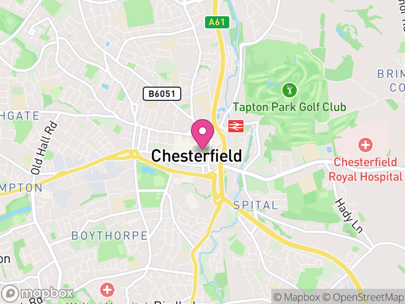 Map of Chesterfield, Derbyshire