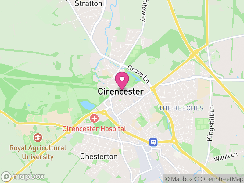 Map of Cirencester, Cotswold, Gloucestershire, England