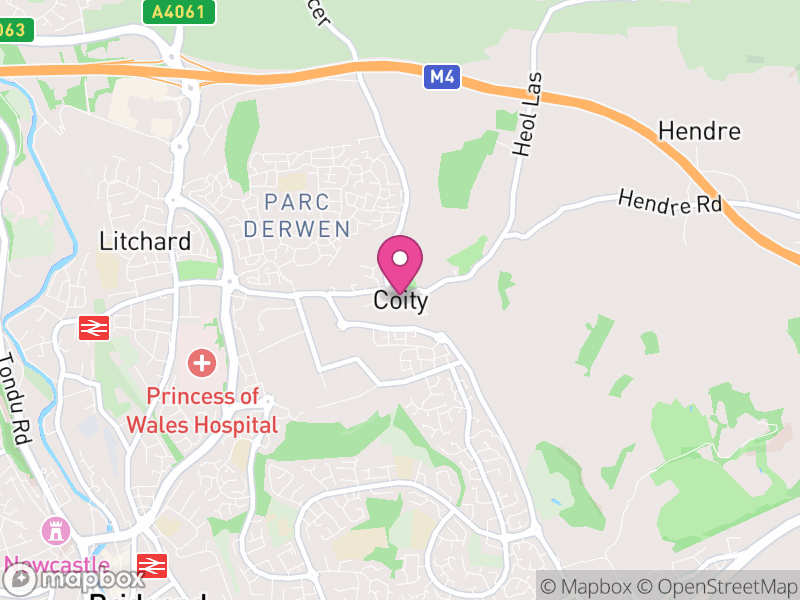 Map of Coity Higher, Bridgend