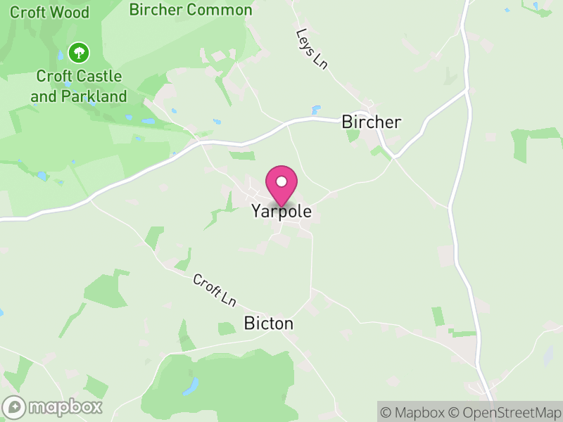 Map of Croft and Yarpole, Herefordshire