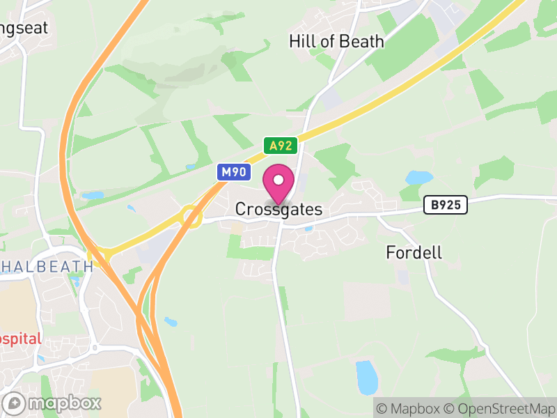 Map of Crossgates and Mossgreen, Fife