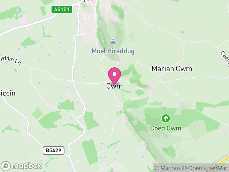 Map of Cwm, Denbighshire