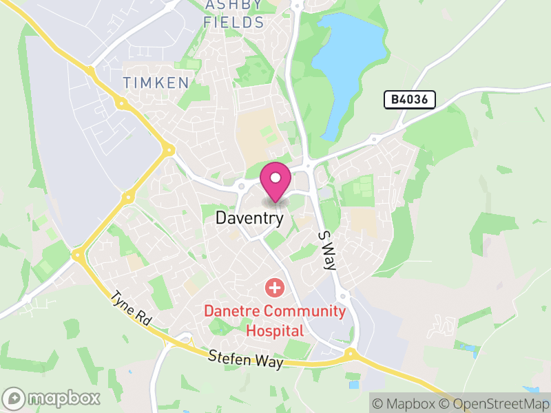 Map of Daventry, West Northamptonshire