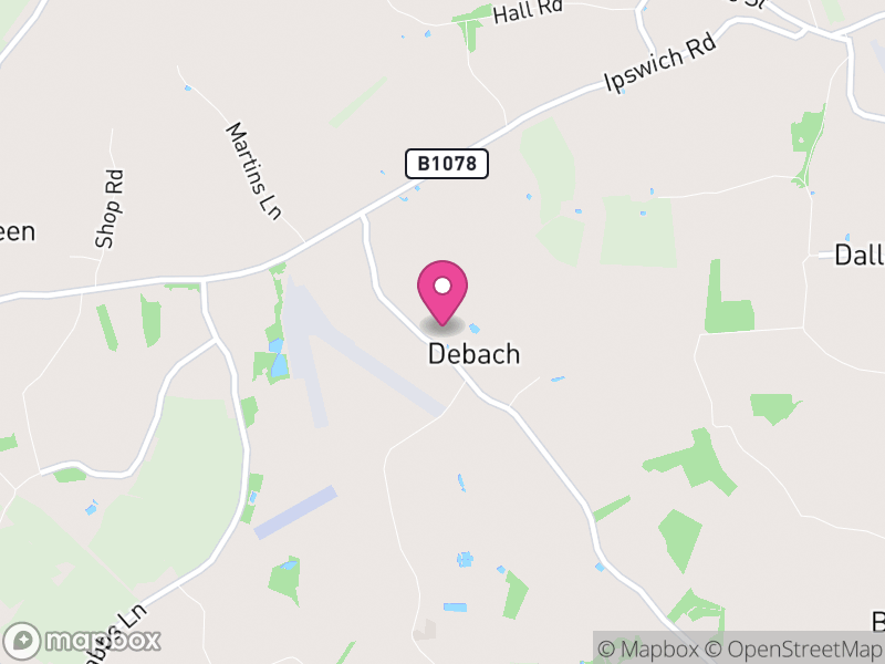 Map of Debach, East Suffolk