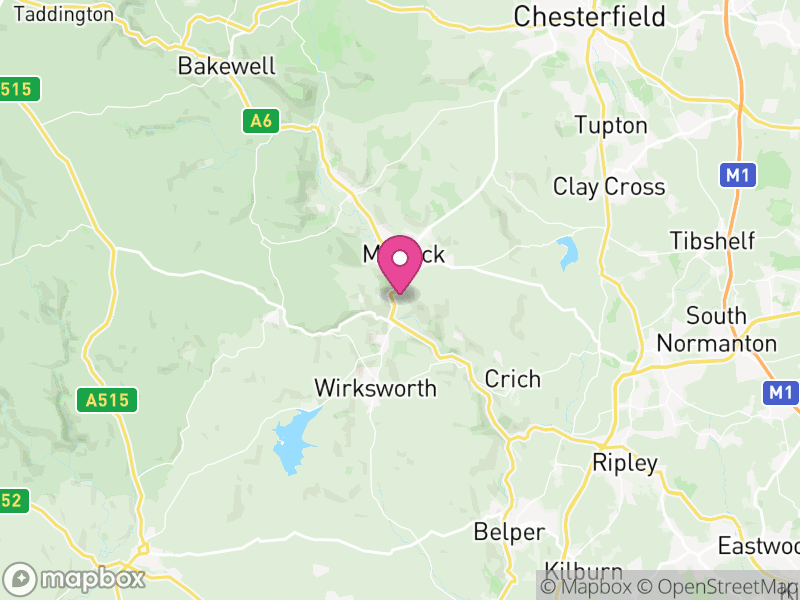 Map of Derbyshire, East Midlands