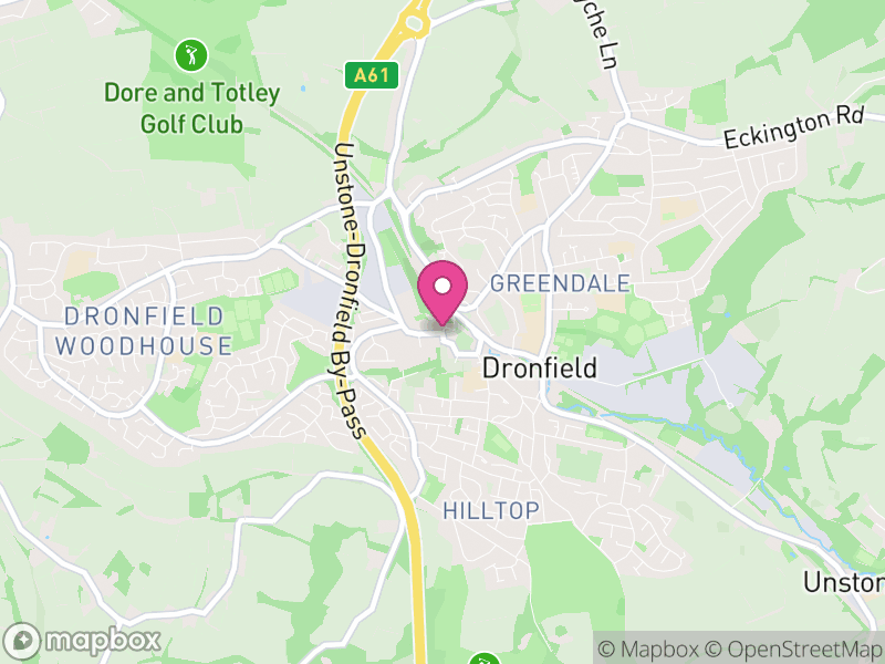 Map of Dronfield, North East Derbyshire