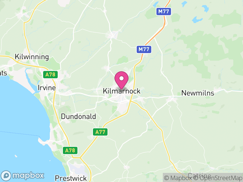 Map of East Ayrshire, Scotland