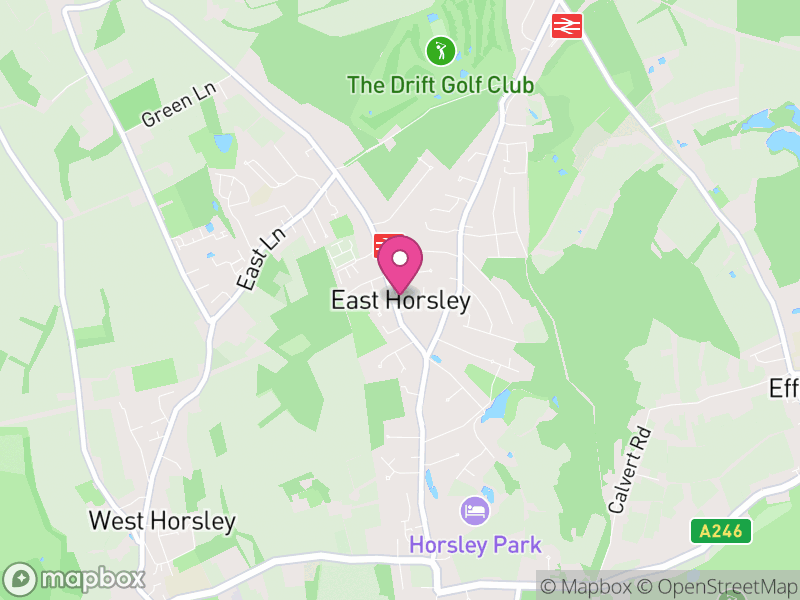 Map of East Horsley, Guildford, Surrey, England