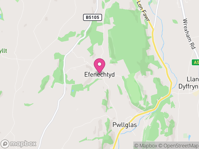 Map of Efenechtyd, Denbighshire