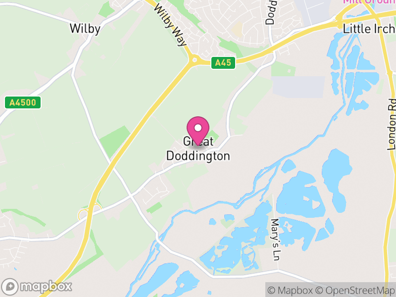 Map of Great Doddington, North Northamptonshire
