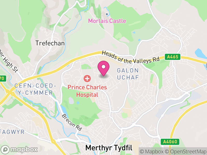 Map of Gurnos, Merthyr Tydfil