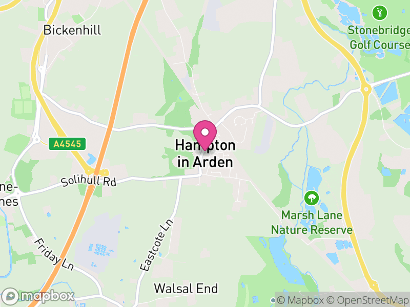 Map of Hampton in Arden, Solihull