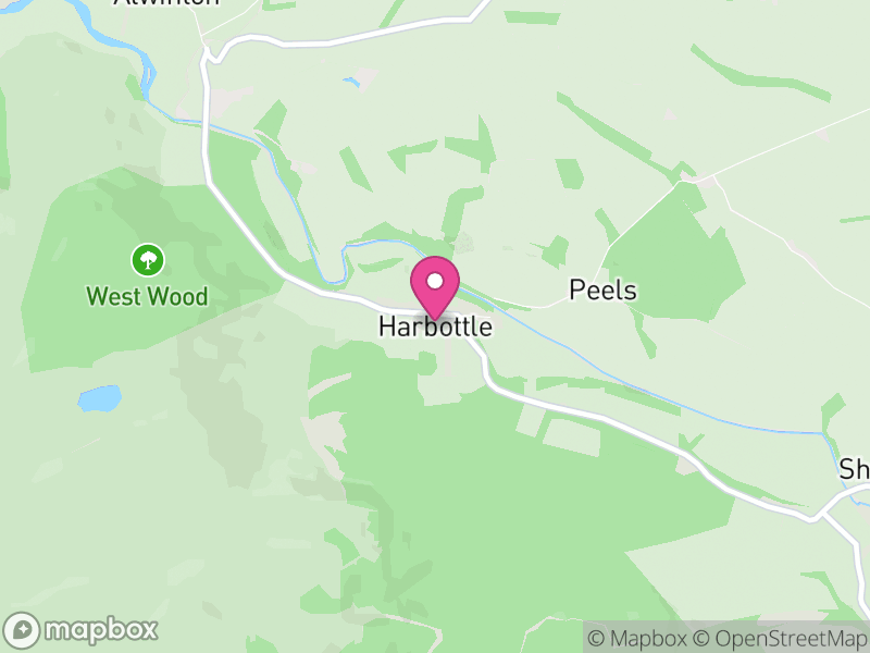 Map of Harbottle, Northumberland