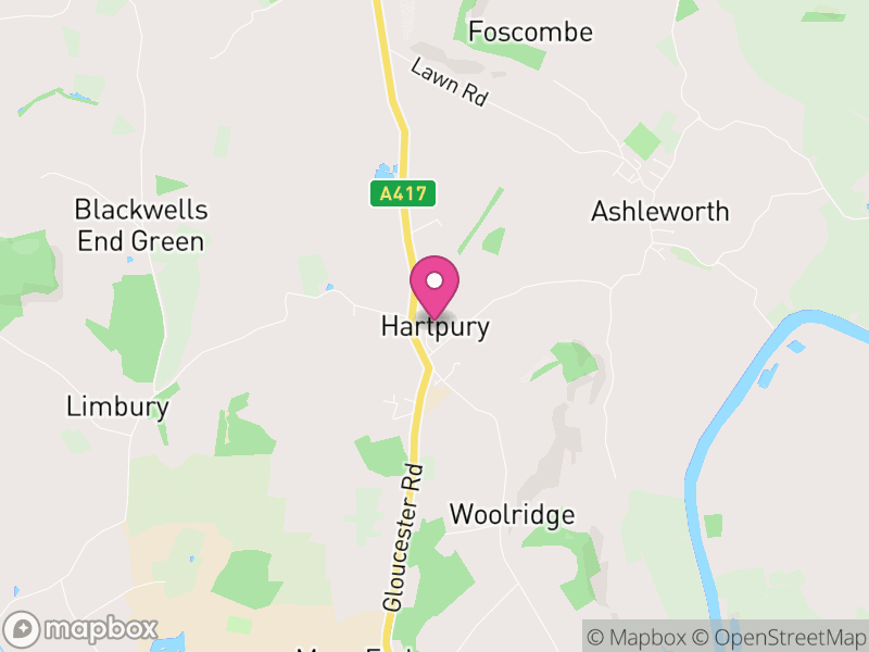 Map of Hartpury, Forest of Dean