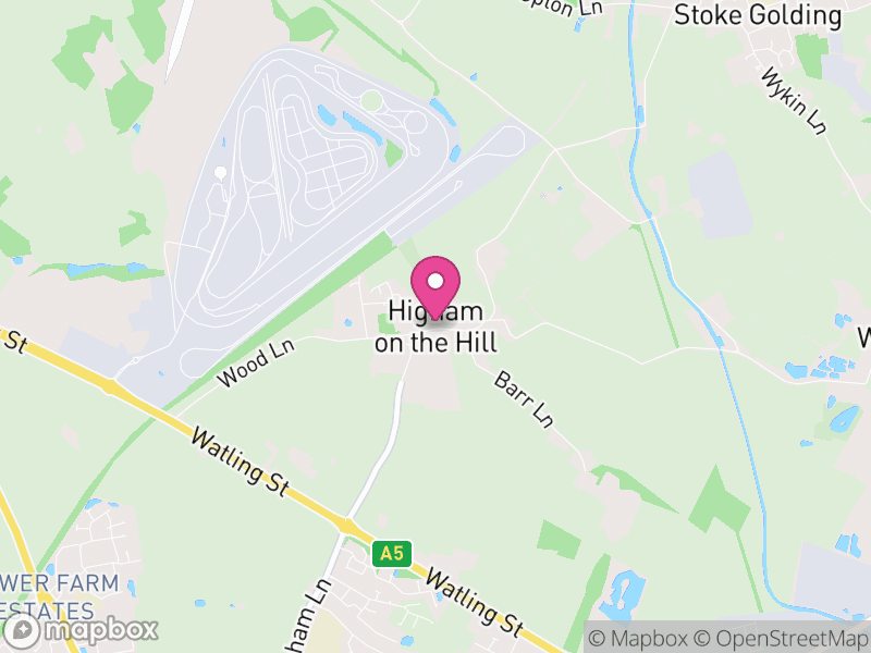 Map of Higham on the Hill, Hinckley and Bosworth