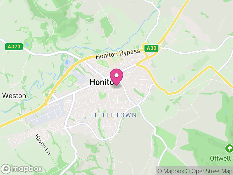 Map of Honiton, East Devon