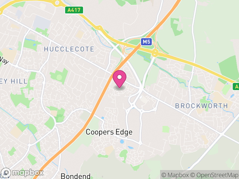 Map of Hucclecote, Tewkesbury