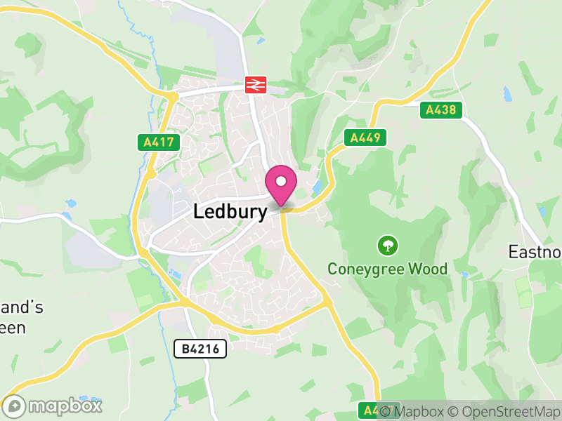 Map of Ledbury, Herefordshire