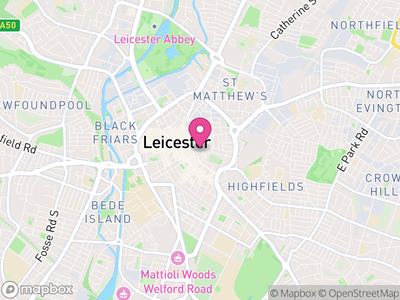 Map of Leicester, England