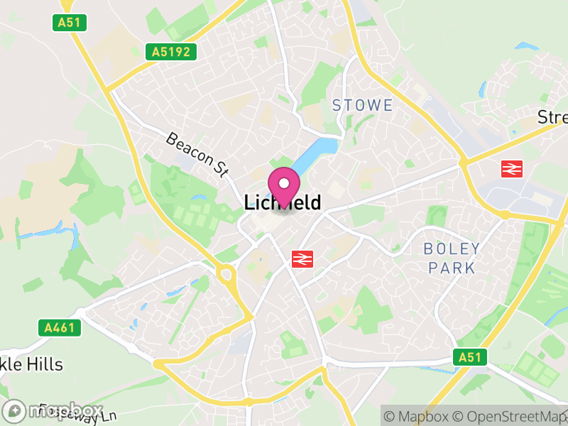 Map of Lichfield, Staffordshire