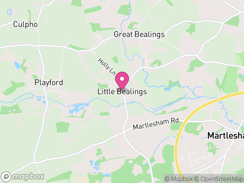 Map of Little Bealings, East Suffolk